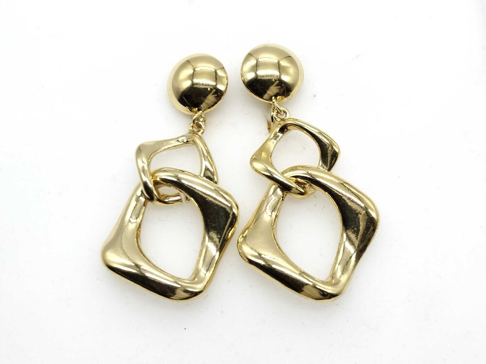 Yves Saint Laurent (YSL) Sculptural Double Drop Clip-On Earrings